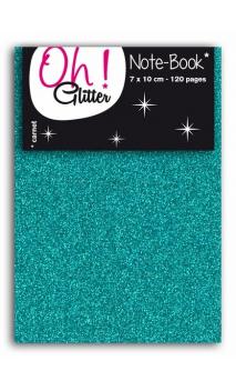 Carnet glitter 7x10cm turquoise