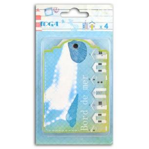 Surtido 4 tarjetas madera impresas Vue sur mer