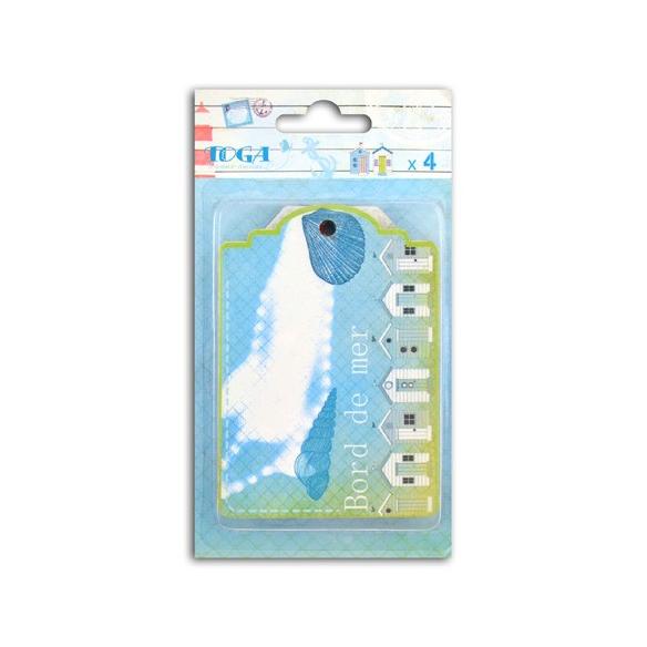 Surtido 4 tarjetas madera impresas Vue sur mer