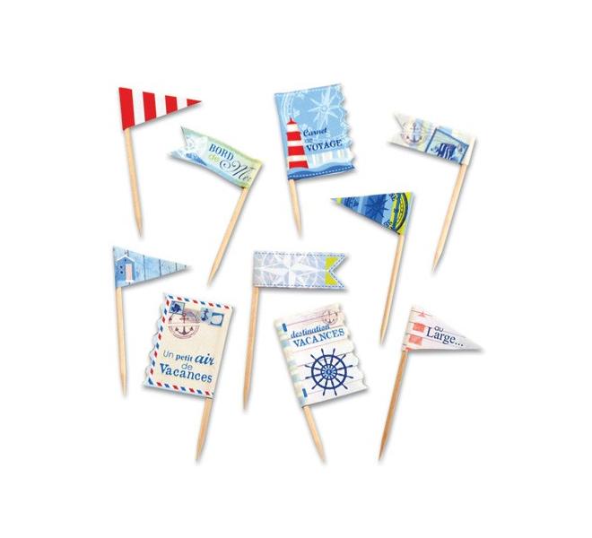 Surtido 10 banderas papeles Vue sur mer