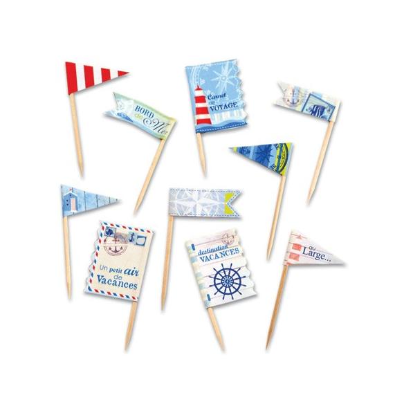 Surtido 10 banderas papeles Vue sur mer