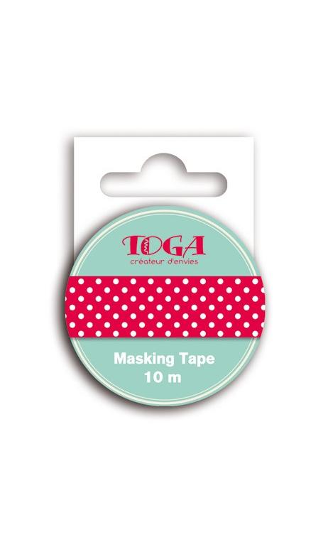 Masking Tape rojo topos blanco - 10m