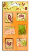 Conj. 6 sellos de madera impresos Hojasy castañas
