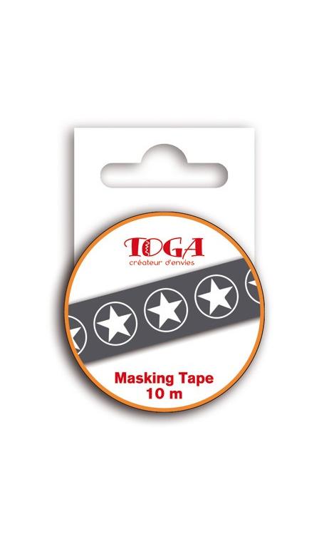 Masking tape 10m - Estrellas negro & Blanco