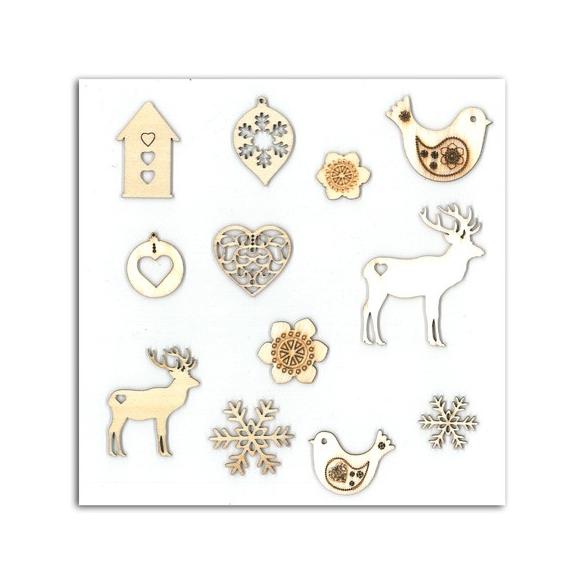 Conjunto de 12 formas en madera Navidad Escandinava