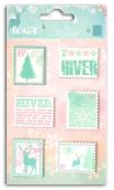 Conjunto de 6 timbres madera imprimé Invierno 