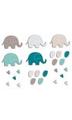 Surtido de 20 formas troqueladas elefantes azul marrón oscuro