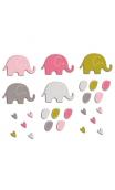 Surtido de 20 formas troqueladas elefantes rosa verde marrón oscuro
