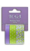 Masking tape x3 - flores/topos/violeta/anís - 5m