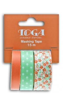 Masking tape x3 - flores/topos/coral/verde - 5m