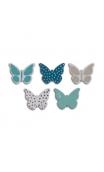 Surtido de 25 confettis Madera papillons azul marrón oscuro