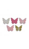 Surtido de 25 confettis Madera papillons rosa verde
