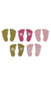 Surtido de 26 confettis Madera pieds rosa verde