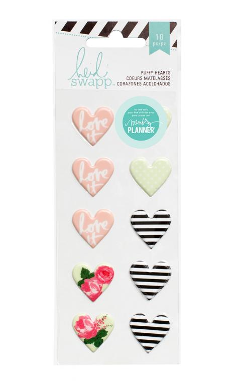 Stickers - HS - Hello Beautiful - Puffy - Hearts (10 Piece)