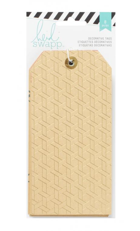 Embellishments - HS - Wanderlust - Printed Kraft Tags With Gold Foil (8 Piece)