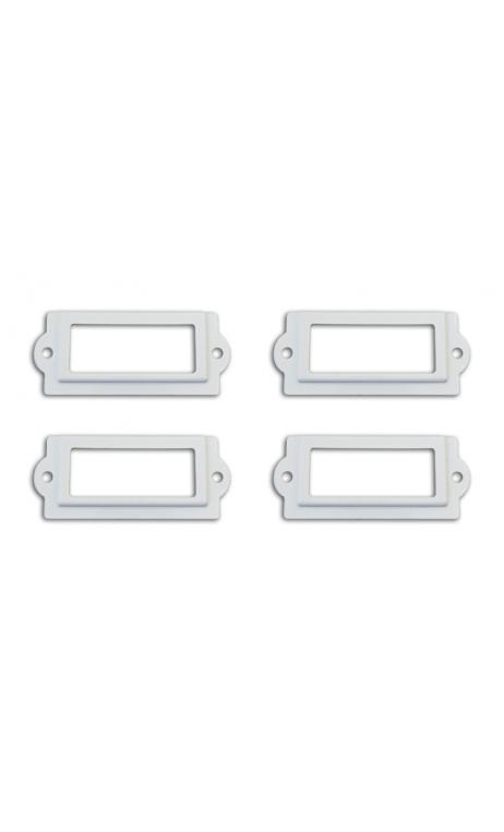 Conjunto 4 porta-etiquetas + 8 tornillos - metal blanco