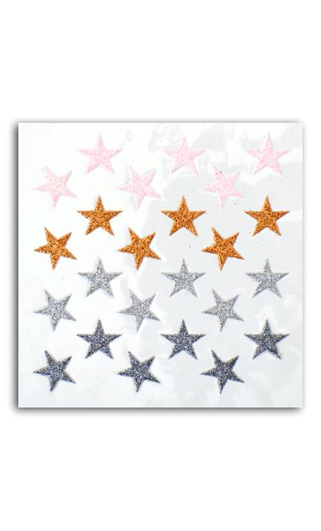 24 estrellas glitter rosa/cuero/plata/antracita