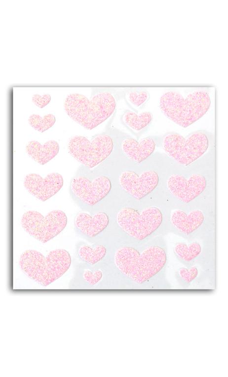 24 corazones glitter rosa