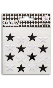 16 estrellas glitter negro/Blanco