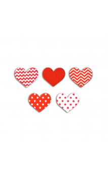 TFB016 Conjunto. 25 confettis madera corazones blanc & rouge
