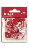 TFB016 Conjunto. 25 confettis madera corazones blanc & rouge