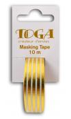 Masking tape Blanco lineas doradas-10m