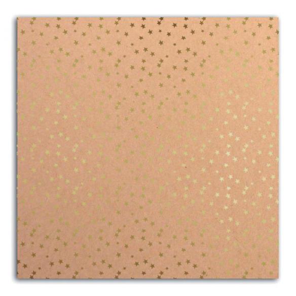 Mahé30x30 - kraft & estrellas oro 1 hoja - Pack 10 h.