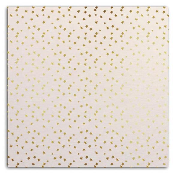 Mahé30x30 - blanc & estrellas oro 1 hoja - Pack 10 h.