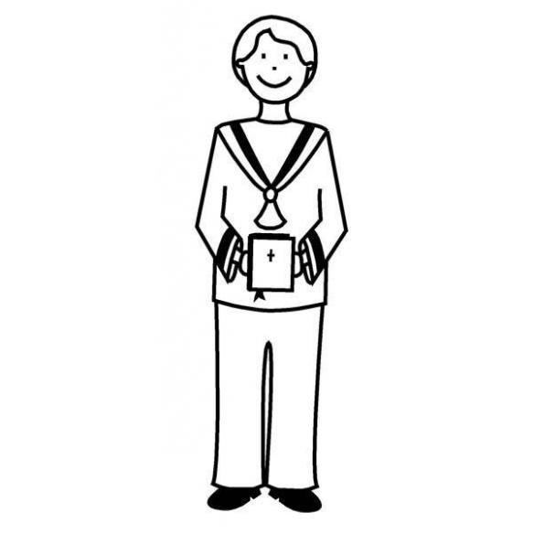 Sello de caucho con empuñadura de madera Niño comunión