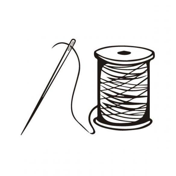 Sello de caucho con empuñadura de madera Hilo Coser