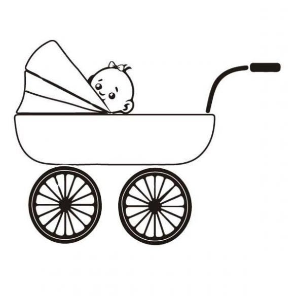 Sello de caucho con empuñadura de madera Coche Bebe