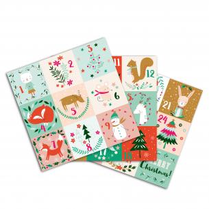 3 Hojas stickers de l'adviento 15x15 - Navidad en el bosque