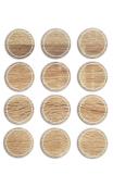 12 etiquetas adhesivas redondas madera
