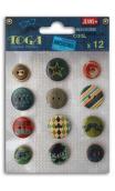 Assortment of 12 buttons printed 100% male