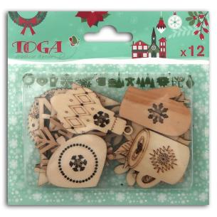 Surtido 12 formas madera Feliz Navidad