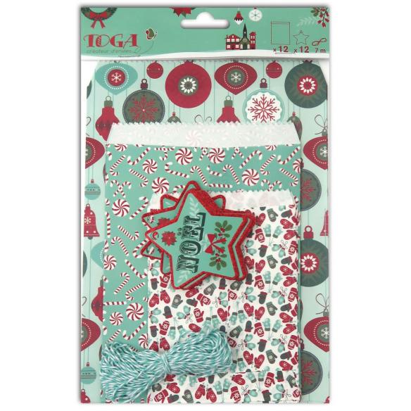 Surtido 12 sobres imprimes Feliz Navidad