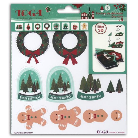 Leaf with 8 trimmed shapes 3d Merry Christmas