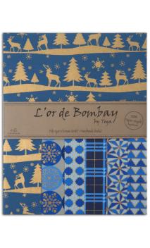 L'or de Bombay-6 hojas Surtido de27,8x21,6cm - Navidad azul