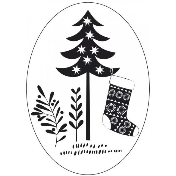 Oval seal under the fir tree,