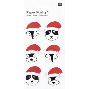 Stickers 3D,animal s. beanie sta.claus