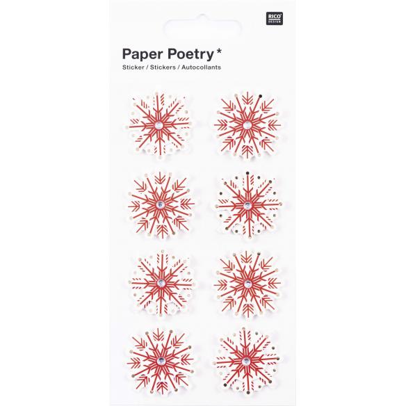 3D stickers, red snow crystal