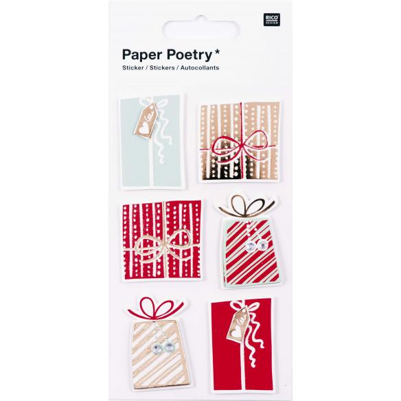 3D stickers, red/gold gifts