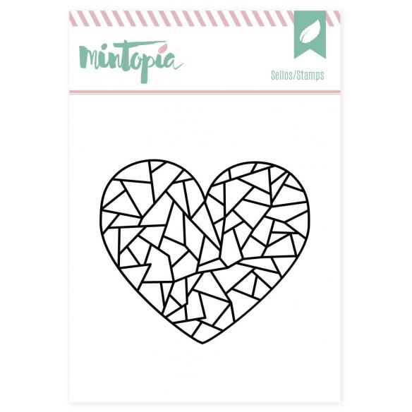 Sellos acrílicos Corazón geométrico 5 cm x 5 cm