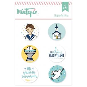 Set de chapas Mi Primera Comunión Niño 6 piezas