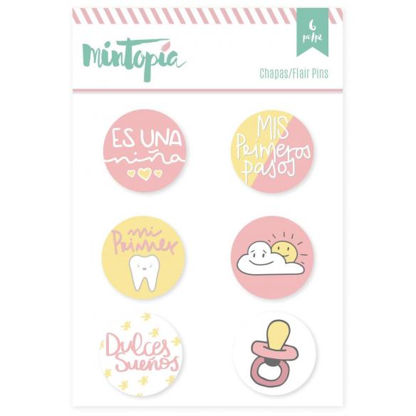 Set de chapas Es una niña 6 piezas