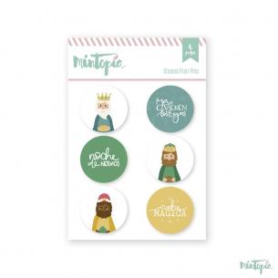 Set de chapas Ya vienen los Reyes 6 piezas
