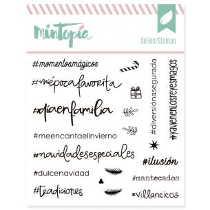 Sellos acrílicos Hastags Navideños 10 cm x 10 cm