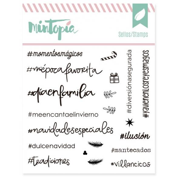 Sellos acrílicos Hastags Navideños 10 cm x 10 cm