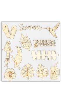 Assorted 12 wooden shapes Tropical Paradise Paper