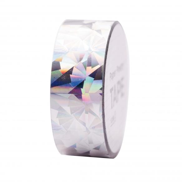 Cinta adhesiva holográfica, cristal plateado 19 mm/10 m